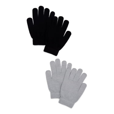 Time and Tru Women's Knit Gloves, 2-Pack, Medium Grey Heather