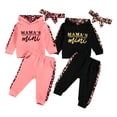 thumbnail image 2 of Newborn Baby Cute Leopard Sweat Suits Outfits Mini Letter Printed Pants Set 3Pcs, 2 of 7