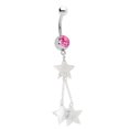 thumbnail image 1 of Belly Button Ring - 14ga Star Dangle 316L Surgical Steel - Large CZ Gem, 1 of 6