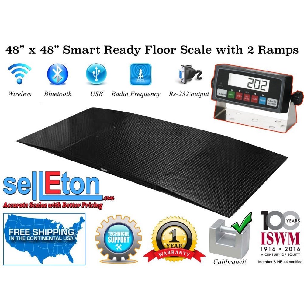 48" x 48" (4x4) Smart Ready Floor scale with 2 Ramps / Pallet size