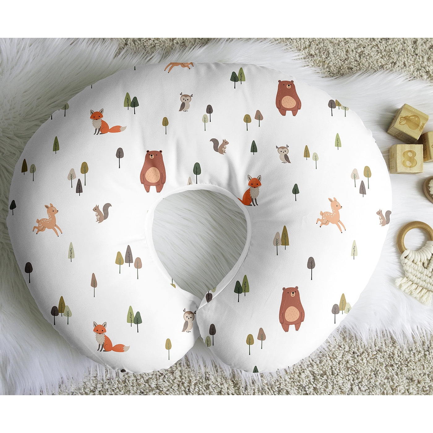 Sweet Jojo Designs Woodland Animal Pals Boy, Girl, Unisex/Gender Neutral Nursing Pillow Cover Case (Pillow Not Included)