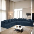 thumbnail image 3 of SOULART 131" Modular U-Shaped Sectional Sofa Set, 4-Seater Corduroy Fabric with 2 Chaises & 8 Pillows (Foam+Pocket Spring), 3 of 10