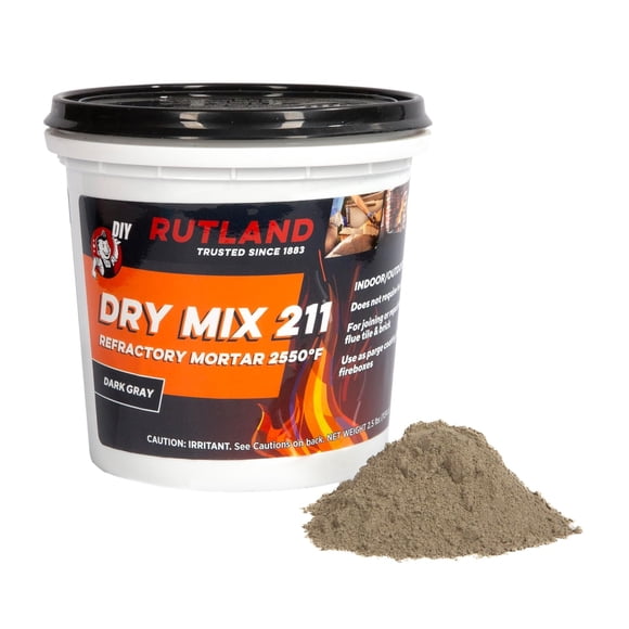 Rutland Dry Mix 211 Refractory Mortar 2.5 Pound - USA-Made High Temperature Mortar for Masonry - 2550°F Fire Cement Patch for Fireplace Brick, Fire Pit, Kiln, Forge & Pizza Oven Repair