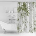thumbnail image 4 of Green Floral Art Shower Curtains for Bathroom Waterproof Fabric Bath Curtains Decor Bath Tub Curtain Watercolor Botanical Spring Flowers Decorative Shower Curtain Sets with 12 Hooks, 72x72 Inch, 4 of 6
