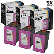 LD Compatible Replacement for HP 64XL / N9J91AN Pack of 3 High Yield Tri-Color Cartridges for use in ENVY 6255, 7155, 7855