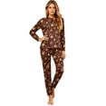 thumbnail image 4 of Wuceii Matching Family Christmas Pajamas Sets - Seasonal Brown Bells & Baubles Print Long Sleeve Tops+Pants Sleepwear, Christmas Eve Sleepover Outfits Matching Pajamas for Holiday for XL Pjs, 4 of 6
