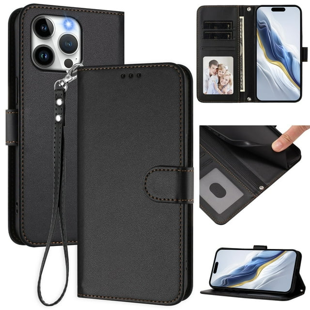 Funda Cartera GANGXUN para iPhone 14 Pro – Cierre Magnético, Protección RFID, Correa Desmontable, Compatible con Carga Inalámbrica