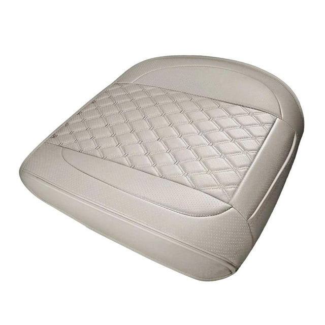 Almencla Universal Adjustable PU Leather Rear Car Front Seat Bottom Cover Cushion Pad Mat Grey Front