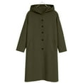 thumbnail image 2 of Fnooota Womens Wool Blend Coats, Single Breasted Hooded Below the Knee Winter Peacoats for Women Army Green Size S, 2 of 4