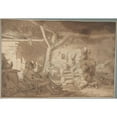 thumbnail image 2 of Adriaen van Ostade 14x11 Black Ornate Wood Framed Double Matted Museum Art Print Titled: Interior with Peasants (17th Century), 2 of 5