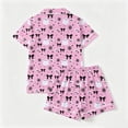 thumbnail image 5 of Halloween Pajamas Women,Fall Cute Pumpkin Ghost Print Pjs Short Sleeve Button Shirts and Shorts Pajamas Sets Pink L, 5 of 9