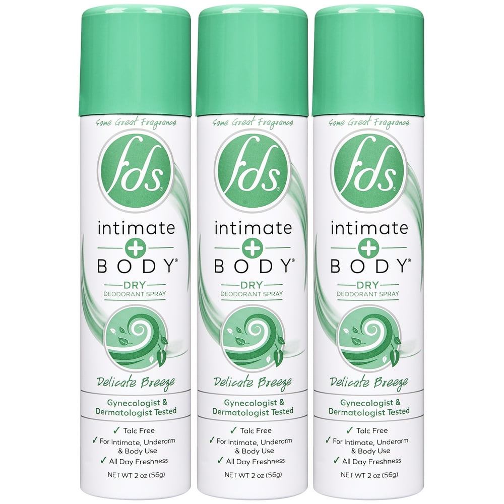 FDS Intimate + Body Dry Feminine Deodorant Spray, Delicate Breeze, 3