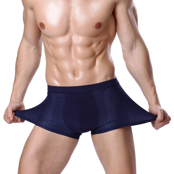 Ropa interior de seda de hielo para hombre, ropa interior tipo bóxer de modal convexo en U de malla para hombre, ropa interior de moda de verano para hombre