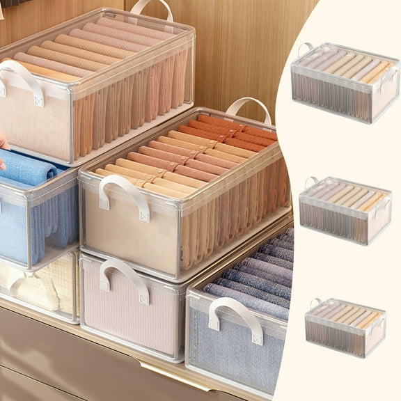 Storage Box 1Pcs Clear PVC Steel Frame Folding Storage Box 19.69x13.78x11.81" Clothes Organizer Basket Drawer for Wardrobe Home Travel NCHKUN