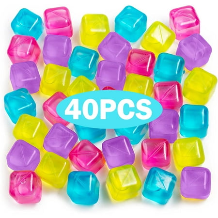 

Color-Changing Reusable Ice Cubes 40 Pack Plastic Ice Cube for Drinks Cocktails Like Whiskey Wine or Coffee - Party Supplies for Boys Girls Kids/Adults(Mother s Day Gift)