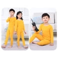 thumbnail image 5 of CUZIBR Baby Girl Winter Outfits Solid Color Layered Long Sleeve Round Neck Shirt Pants Soft Cozy Winter Warm Basic Bottom Night Wear Sleeping Clothing Suit,Yellow,7-8 Years, 5 of 6