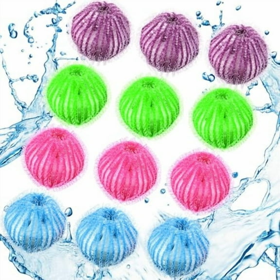 12 Pieces Pet Hair Remover for Laundry Dryer Balls Reusable Washing Machine Hair Catcher Pet Dog Cat Catcher Lint Remover (Bright Color)