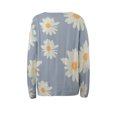 thumbnail image 5 of CALAFEBILA Women Plus Sweater 2023 Fall Knit Long Sweater Casual Long Sleeve Crew Neck Daisy Printed Loose Cozy Jumper Tops, 5 of 6