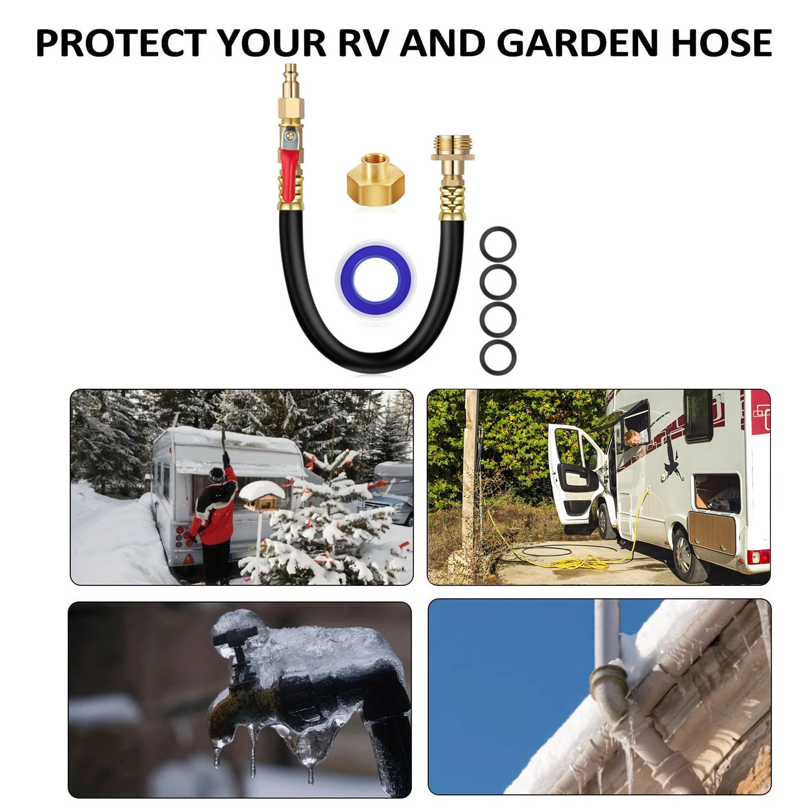 Winterize Sprinkler Blowout Adapter Hose Male Female Quick Connecting Sprinkler Winterization Kits with Shut Close Valves