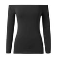 thumbnail image 5 of DuoJiaJ Womens Long Sleeve Off The Shoulder Tops Basic Y2K Fall Fashion Clothes Black L, 5 of 5