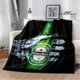 thumbnail image 1 of Manta de franela con estampado de cerveza verde, mantas cálidas para camas, manta de Picnic, forros de cama, regalo de cumpleaños, 1 of 4