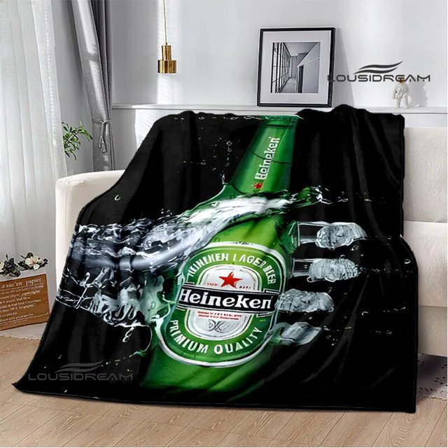 Manta de franela con estampado de cerveza verde, mantas cálidas para camas, manta de Picnic, forros de cama, regalo de cumpleaños