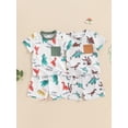 thumbnail image 3 of vera natura Baby Boys Summer Outfits Dinosaur Print Short Sleeves T-Shirt and Elastic Shorts Set, 3 of 9