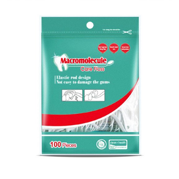 Lomubue 100Pcs/Set Dental Floss Stick Anti-Slip Precise Cleaning Lightweight Ultra Thin Toothpicks Floss for Adult