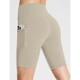 thumbnail image 3 of BALEAF Biker Shorts Women Yoga Gym Workout Spandex Running Volleyball Tummy Control Compression with Pockets 8" Beige L, 3 of 5