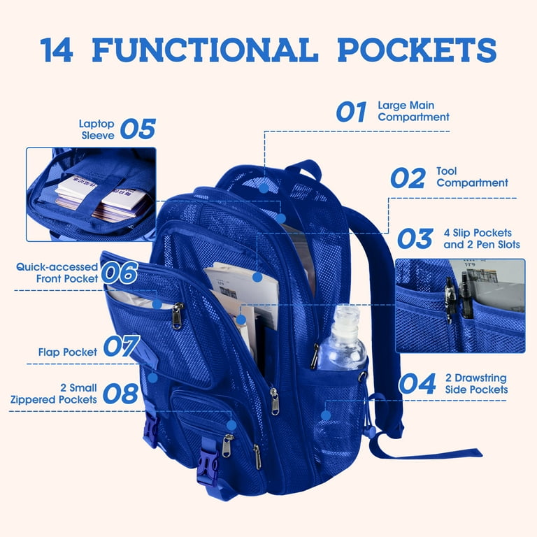Dakimoe Mesh Backpack School Backpacks Large Capacity See  display picture 1