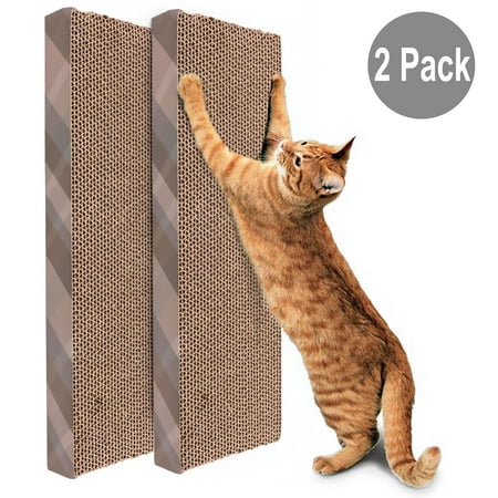2 PCS Cat Scratcher Cardboard with Catnip, Corrugated Cat Scrathing Pad, Kitty Scratch Sofa Bed