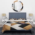 thumbnail image 3 of Designart "Geometric Tiles in Black and Gold I" Abstract Geometric Bedding Covert Set - Abstract Gold Modern Bed Set With 2 Shams, 3 of 5