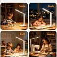 thumbnail image 3 of JOUALY Foldable LED Eye Caring Desk Lamp with 2 AC Outlets & 2 USB Charging Ports, Space Saving Table Lamp with Detachable Phone Holder, Power Strip Reading Light for Dorm Bedroom Home Office Study, 3 of 5