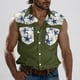 thumbnail image 2 of Camisas de Cuello para Hombres, Moda Casual Día de la Independencia Imprimir Turndown Bolsillos sin Mangas Tanque Deportivo, 2 of 5