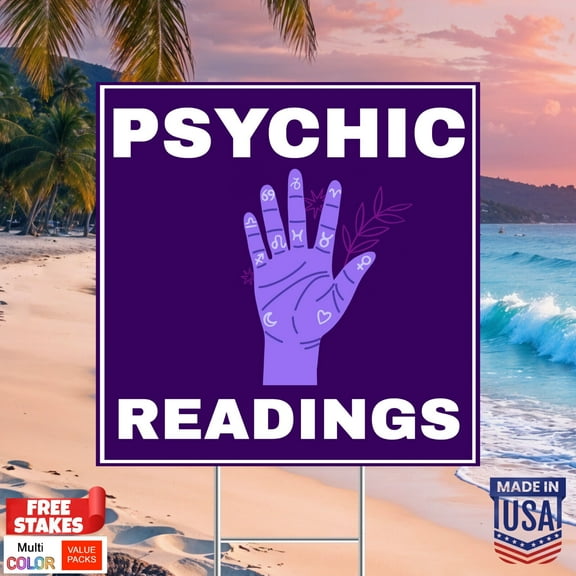 PSYCHIC - Yard Signs - 8 Pack 12x12" – Ready to Use – Includes Stakes – Weatherproof, UV-Resistant Plastic – Business Outdoor Advertising – Made in USA