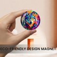 thumbnail image 5 of Round Fridge Magnets, 1Pcs 2.2in Cute Refrigerator Magnets Decorative for Whiteboard, Classroom, Locker, Kitchen, Birthday Gifts - Oil Painting of Colorful Wolf, 5 of 6