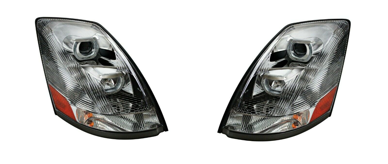Pair Projection Headlights W/ White LED Halo DRL for 2004-17 Volvo VN/VNL 