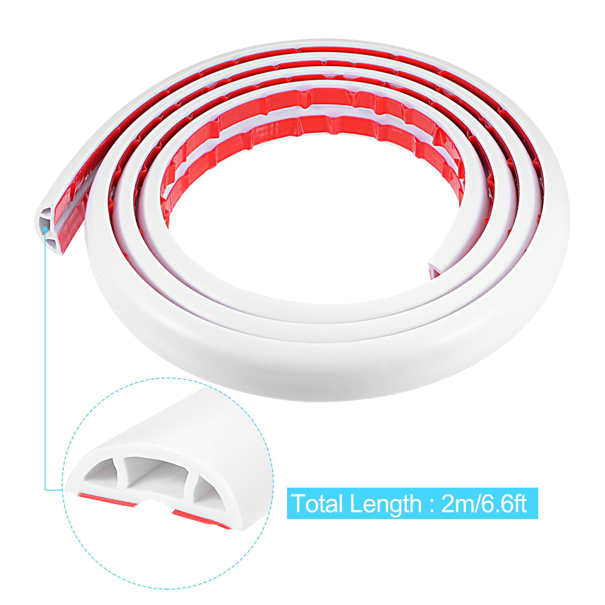 Unique Bargains Floor Cord Cover Cable Protector Cable Management White 0.4" W x 0.24" H