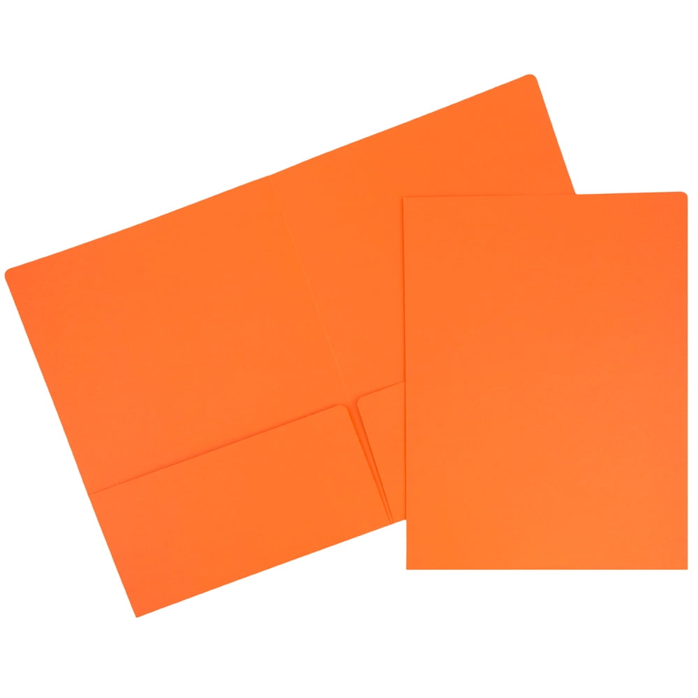 JAM Paper 2 Pocket Matte Cardstock Paper School Presentation Folder, Orange, Sold Individually