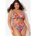 thumbnail image 4 of Swimsuits For All Women's Plus Size Mentor Tie Front High Waist Bikini Set 24 Red Floral, Red Floral, 4 of 4