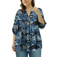 thumbnail image 3 of VERABENDI Women's Plus Size Tops 3/4 Sleeve Shirts Dressy Casual Metal Buckle V-Neck Tunic Blouses,M-4XL, 3 of 11