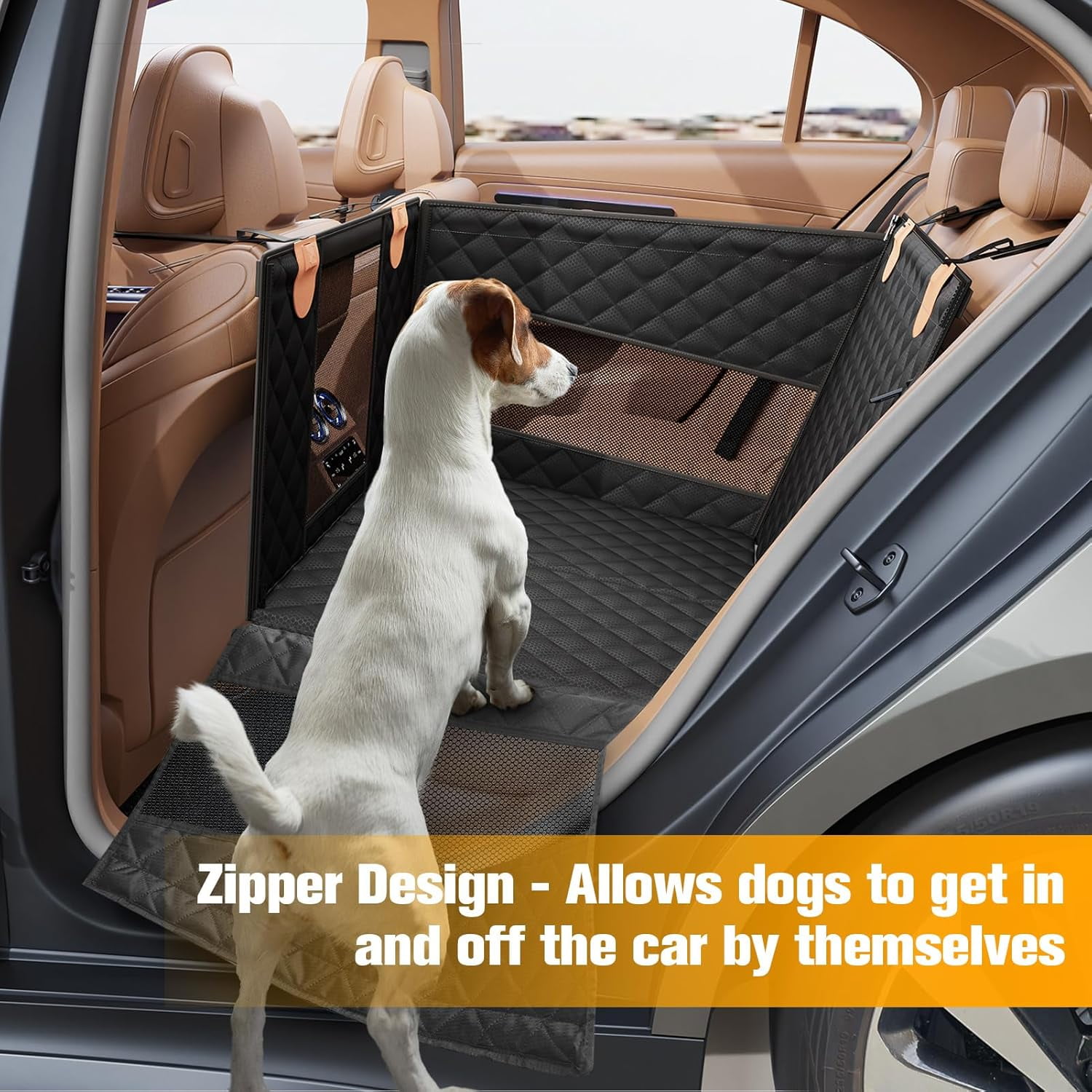Dog Car Seat – Waterproof Back Seat Extender for Dogs & Pet Seat Cover for Back Seat | Fits Large & Medium Pets, Suvs, Trucks (Black)