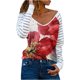 thumbnail image 1 of Mujeres Primavera Moda O-cuello Raya Suelta Impreso Patchwork Blusa Tops Pullover Fridja FKASFK143, 1 of 5