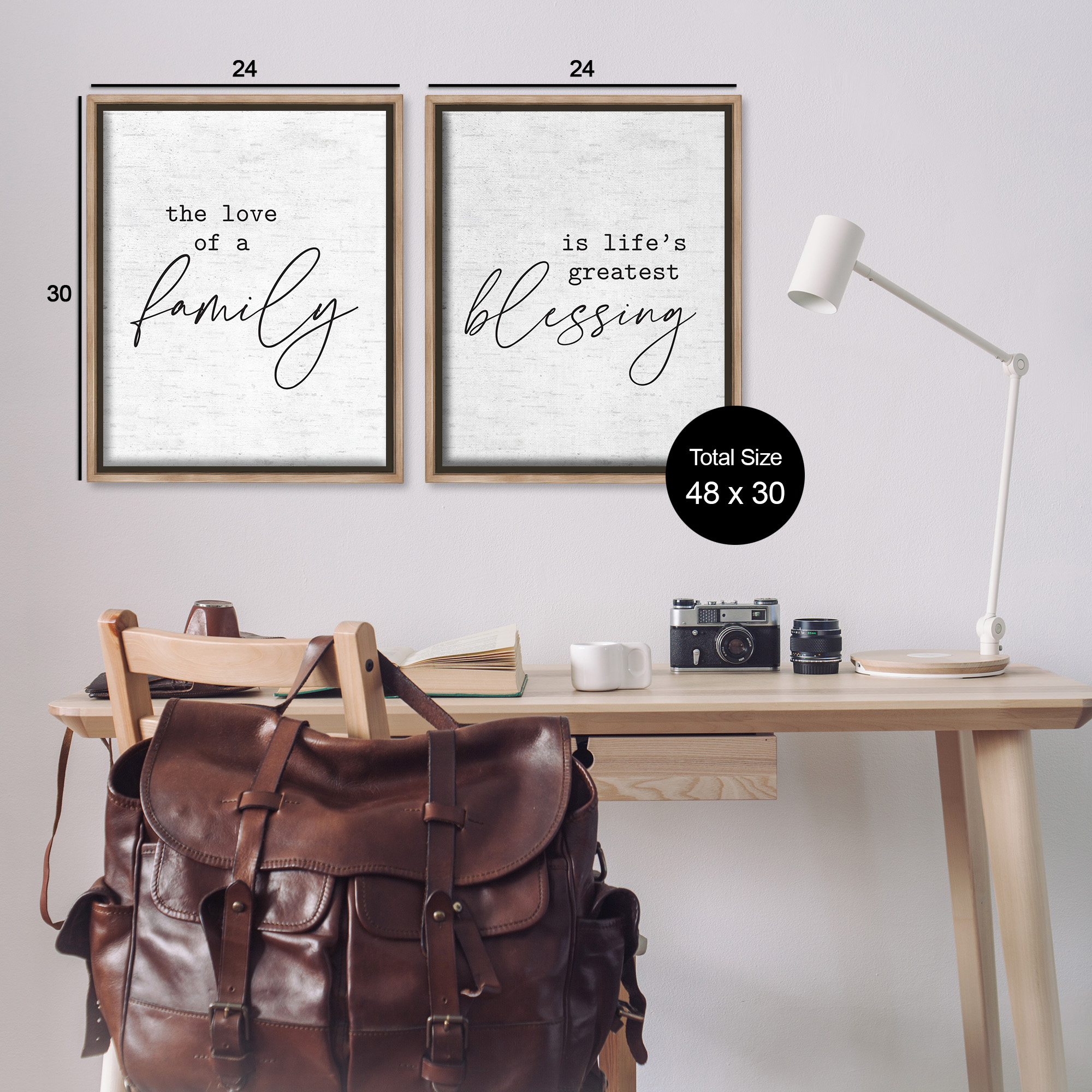 Stupell Industries Life's Greatest Blessing Quote Typography Painting Brown Floater Framed Canvas Art Print Wall Art, 25 x 31, Set of 2