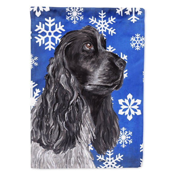 Carolines Treasures SC9596-FLAG-PARENT Cocker Spaniel Blue Snowflake Winter Flag  multicolor