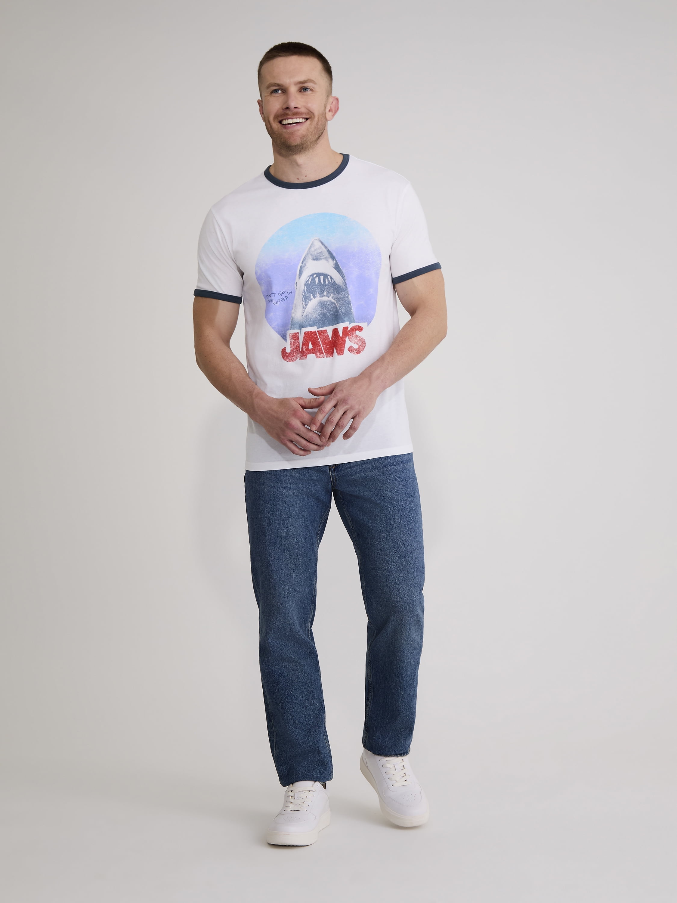 Jaws Men's & Big Men's Ringer Graphic Tee, Sizes S-3XL
