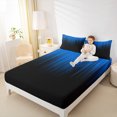 thumbnail image 4 of Manfei Gradient Blue Full Size Sheets 4-Piece, Geometric Neon Lights Bed Sheets, Modern Abstract Black Sheet Sets, Ultra Soft Home Decor, 4 of 6