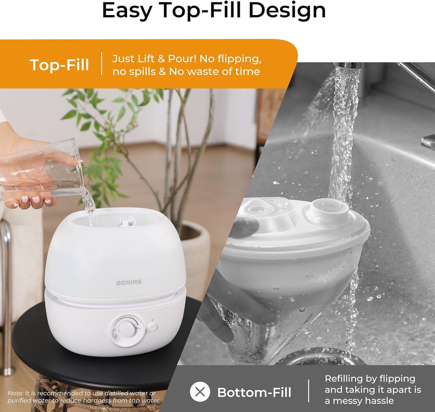 BOXING 3L Top Fill Humidifiers for Bedroom Baby with 12-Pack Replacement Filters