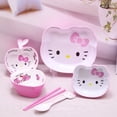 thumbnail image 3 of Juego de cubiertos Kawaii Hello Kitty para niños, vajilla de Anime Sanrio, tazón, bandeja de frutas, plato de cena, tazón de arroz de alimentación para bebés, regalo para niños, 3 of 4