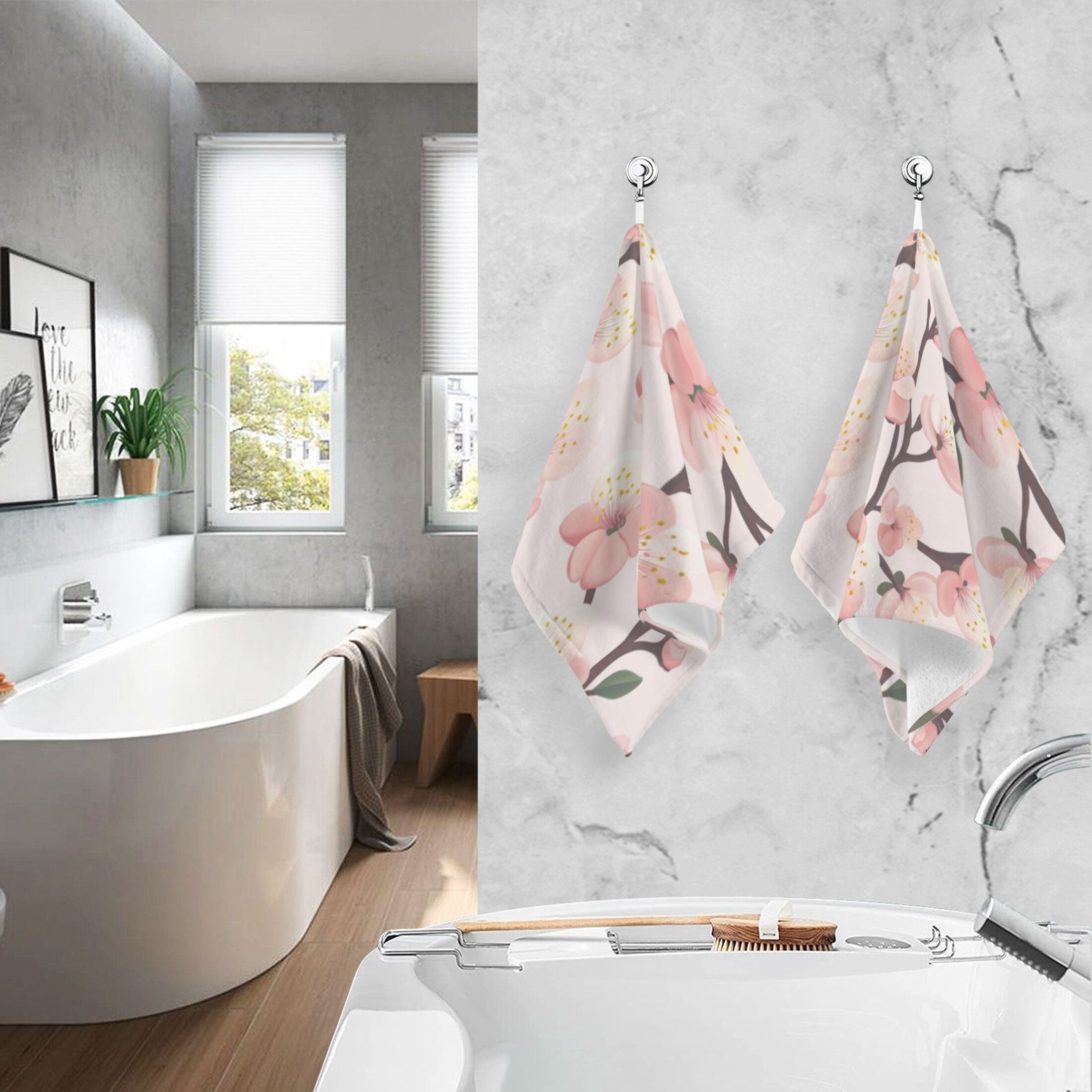 Cotton Towel Two-Piece 16x28 Inch One Sizex2 Face Towel Set Towel Set Cotton Hand Bath Towel Bathroom Beach Pretty Pink Plum Seamless